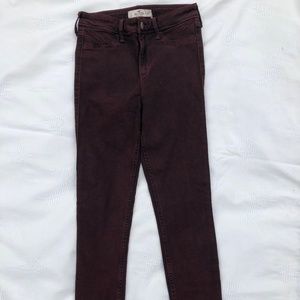 High Rise Burgundy Jean Leggings
